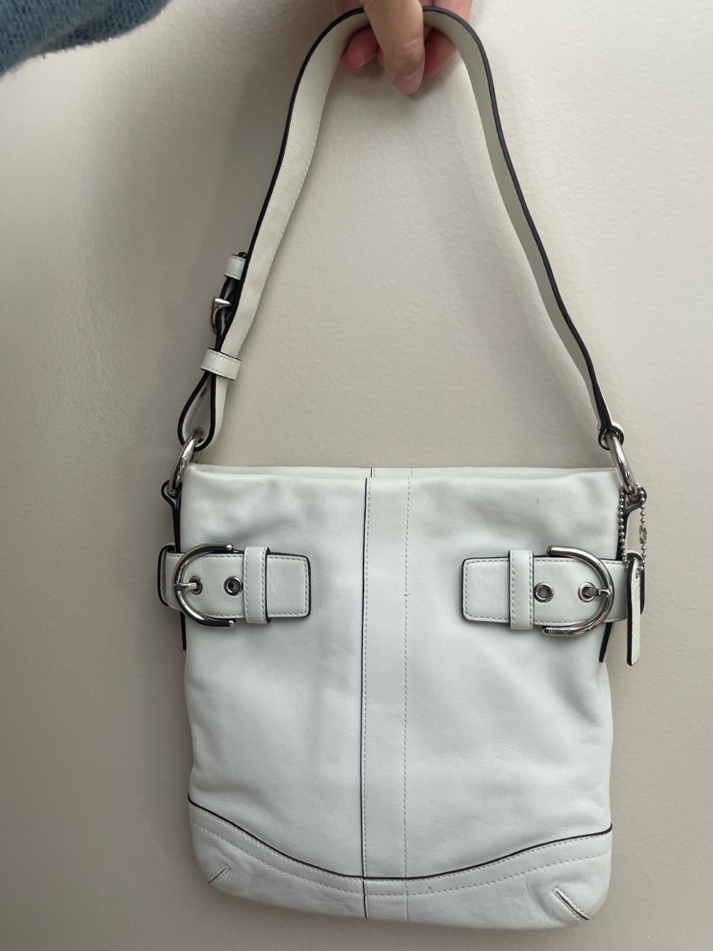 Coach Soho White Leather Buckle Shoulder Bag - Classic Buckle Detail